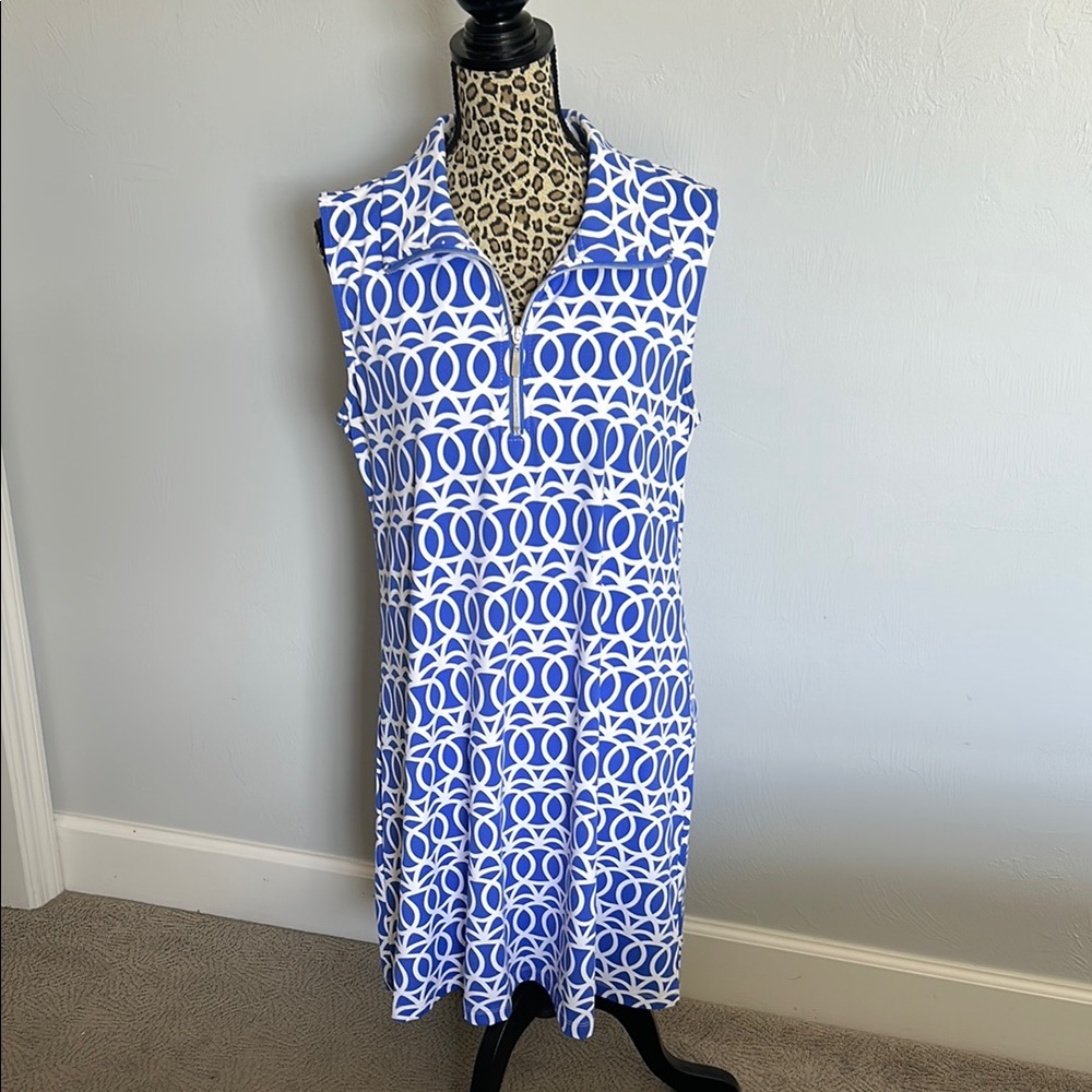 Lula B Blue and White Patterned Dress